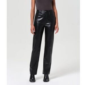 AGOLDE 90'S PINCH WAIST HIGH RISE STRAIGHT LONG (RECYCLED LEATHER) IN DETOX